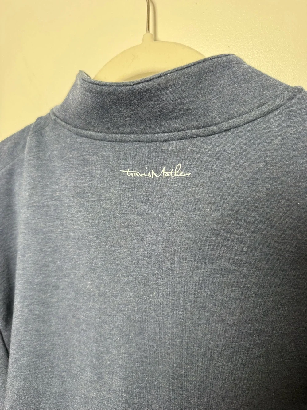 Travis Mathew Men’s XXL Blue Heather Quarter-Zip Fleece Golf Pullover